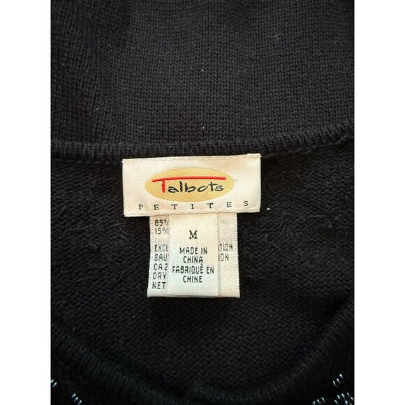 Talbots Petites Beaded Snap Cardigan Sweater Silk Cashmere Blend Size M Vintage - Picture 6 of 7
